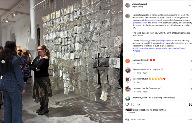 Eloise Gleave's Instagram post