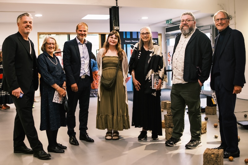 Emerging Talent winner, Ellis Smith (centre) UCA Canterbury Grad Show 2025